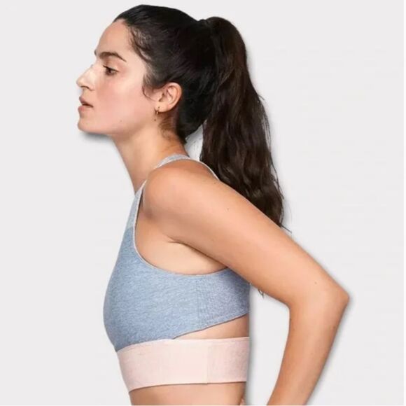 Outdoor Voices Tri Color Sports Bra Crop Top Slash Back XS - Picture 6 of 9